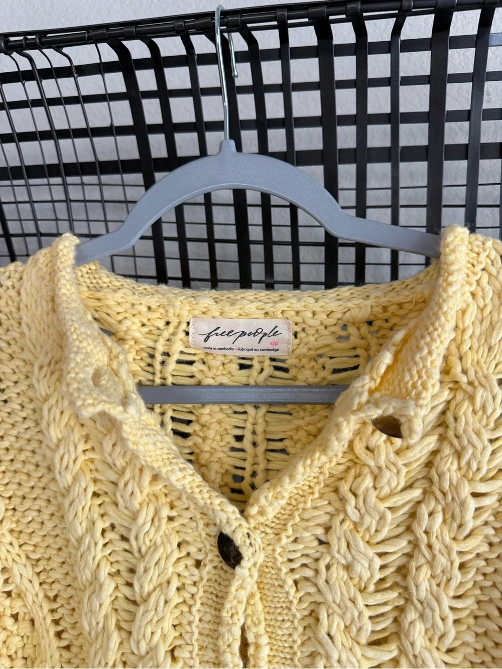 Free people opal knit cardigan lemon drop